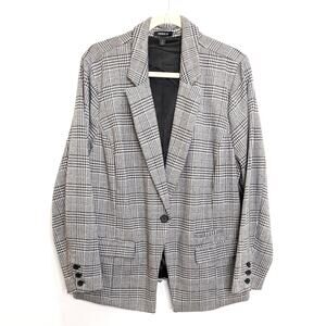 Torrid Womens 3X Plus Size Blazer Jacket Black White Plaid 90s Work Career